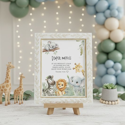 Wild One Elegant Safari Jungle Animals Baby Shower エンクロージャーカード
