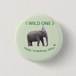 Wild One Elephant Birthday Accent 缶バッジ