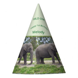 Wild One Elephant Birthday Cone Design パーティーハット