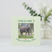 Wild One Elephant Birthday Party Invite Design 招待状 (スタンド正面)