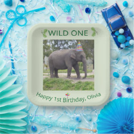 Wild One Elephant First Birthday Celebration ペーパープレート