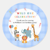 Wild One First Birthday Invitation ラウンドシール (正面)