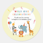 Wild One First Birthday Invitation ラウンドシール (正面)