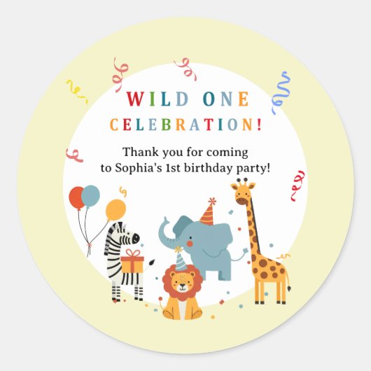 Wild One First Birthday Invitation ラウンドシール (正面)