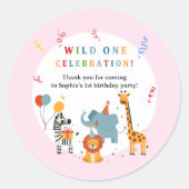 Wild One First Birthday Invitation ラウンドシール (正面)