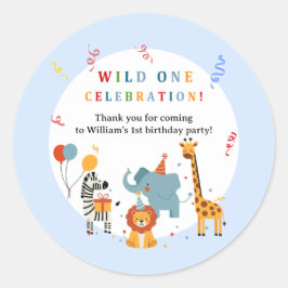 Wild One First Birthday Invitation ラウンドシール