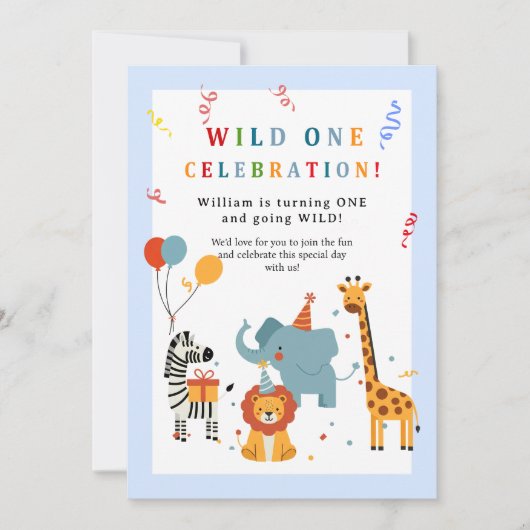 Wild One First Birthday Invitation 招待状 (正面)