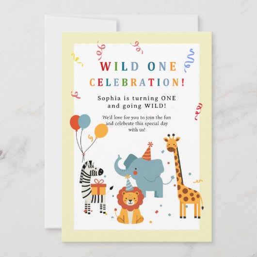 Wild One First Birthday Invitation 招待状 (正面)