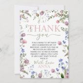 Wild One Floral Birthday Thank You Card 招待状 (正面)