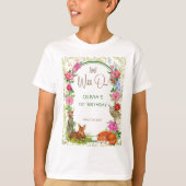 Wild One Floral Forest Friends Birthday Tシャツ (正面)