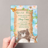 Wild One Forest Baby Shower Watercolor Art アクリル招待状 (インサイチュ (ポータブル))