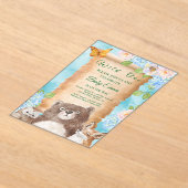 Wild One Forest Baby Shower Watercolor Art アクリル招待状 (レイダウン)