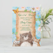 Wild One Forest Baby Shower Watercolor Art 招待状 (スタンド正面)
