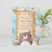 Wild One Forest Baby Shower Watercolor Art 招待状 (スタンド正面)