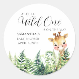 Wild One Giraffe Gender Neutral Baby Shower  ラウンドシール