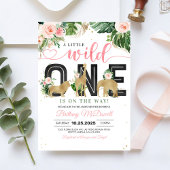Wild One Girl Safari ベビーシャワー招待状 招待状
