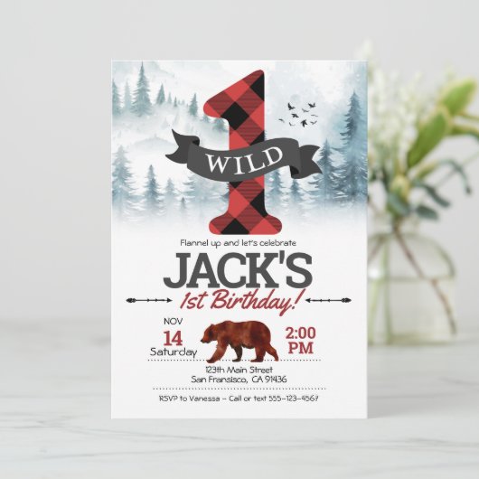 Wild One Invitation, Lumberjack First誕生日 招待状 (スタンド正面)