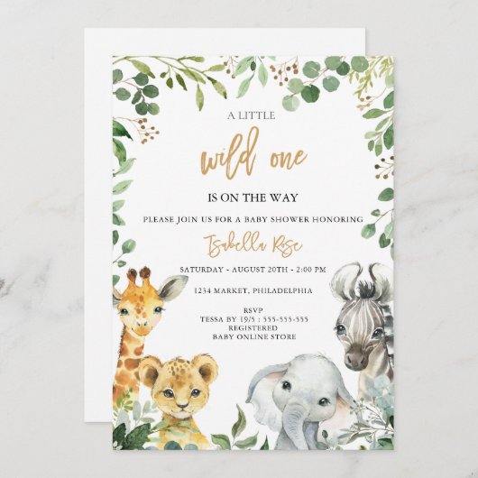 Wild One is on the Way Baby Shower Invitation 招待状 (正面/裏面)