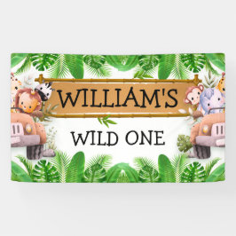 Wild One JUNGLE サファリ動物 誕生日 横断幕