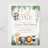 Wild One Jungle 1st Birthday 招待状 (正面)