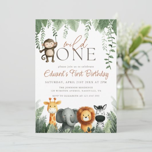 Wild One Jungle 1st Birthday 招待状 (スタンド正面)