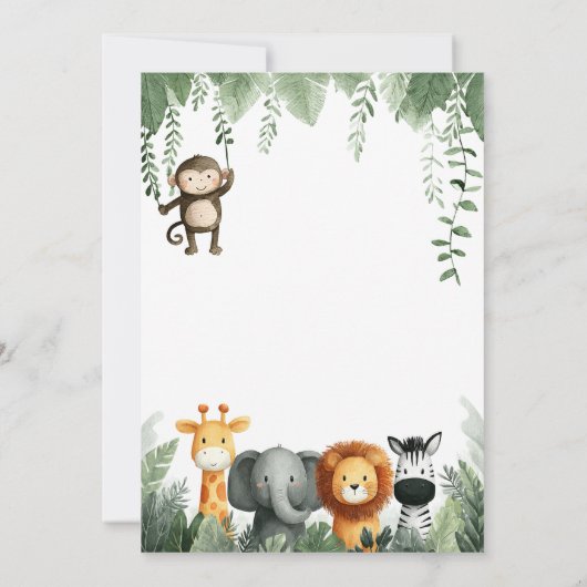 Wild One Jungle 1st Birthday 招待状 (裏面)