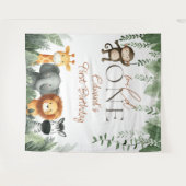 Wild One Jungle 1st Birthday Photo Backdrop タペストリー (正面(横))