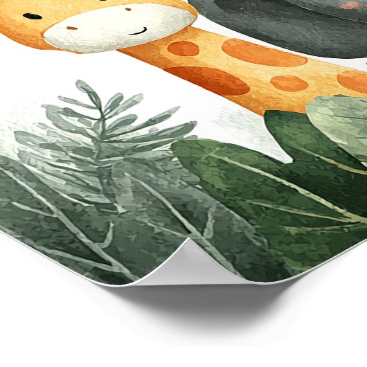 Wild One Jungle 1st Birthday Welcome Sign ポスター (角)