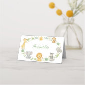 Wild One Jungle Animals Birthday Food Tent プレイスカード (裏面)