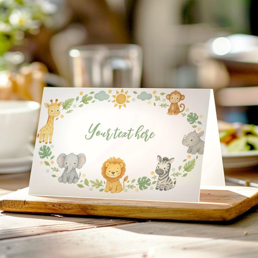 Wild One Jungle Animals Birthday Food Tent プレイスカード