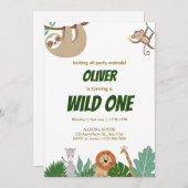 Wild One Jungle Animals Birthday Party Design シーズンカード (正面/裏面)
