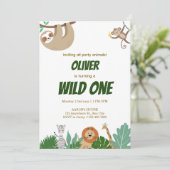 Wild One Jungle Animals Birthday Party Design シーズンカード (スタンド正面)