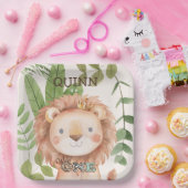 Wild One Jungle Animals Safari 1st Birthday ペーパープレート (パーティー)