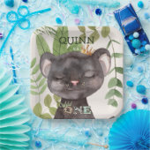 Wild One Jungle Animals Safari 1st Birthday ペーパープレート (パーティー)