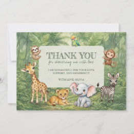 Wild One Jungle Baby Shower Thank You Card サンキューカード