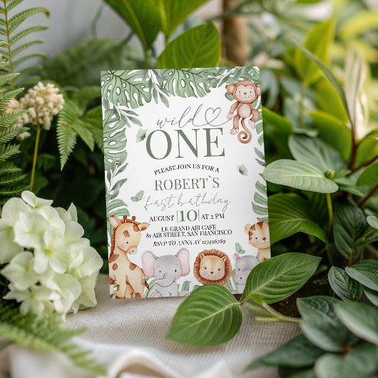 Wild One Jungle Birthday Invite 招待状