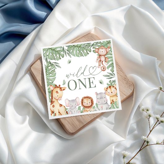Wild One Jungle Birthday Napkin スタンダードカクテルナプキン