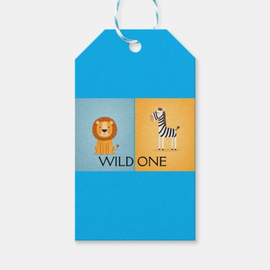 Wild One Jungle Birthday- Safari Animals ギフトタグ (正面)