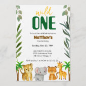Wild One Jungle First Birthday Invitation 招待状 (正面)