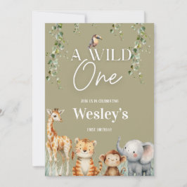 Wild One Jungle First Birthday Invitation 招待状