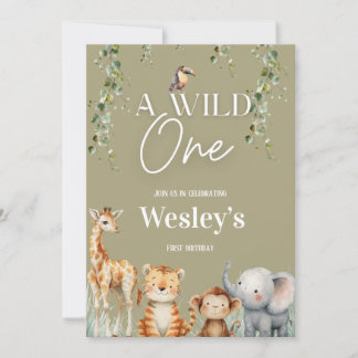 Wild One Jungle First Birthday Invitation 招待状