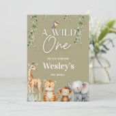 Wild One Jungle First Birthday Invitation 招待状 (スタンド正面)