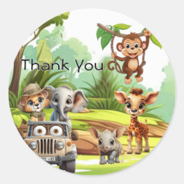 Wild One Jungle Safari 1歳の誕生日紙コップ ラウンドシール