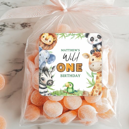 Wild One Jungle Safari 1st birthday  スクエアシール