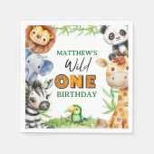 Wild One Jungle Safari 1st birthday  スタンダードカクテルナプキン (正面)