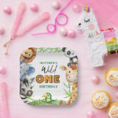 Wild One Jungle Safari 1st birthday  ペーパープレート (パーティー)