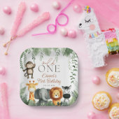Wild One Jungle Safari 1st Birthday ペーパープレート (パーティー)