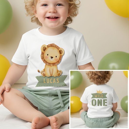 Wild One Jungle Safari 1st Birthday  Baby T-Shirt ベビーTシャツ