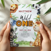 Wild One Jungle Safari 1st birthday Invitation 招待状