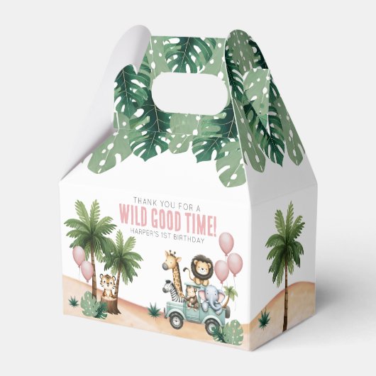 Wild One Jungle Safari 1st Birthday Party フェイバーボックス (正面サイド)